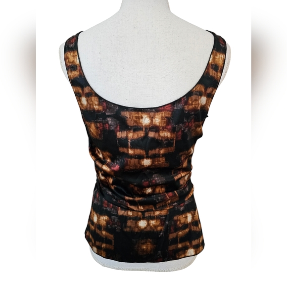 NWT Elie Tahari silk shell blouse gold brown and black size S - Picture 5 of 12